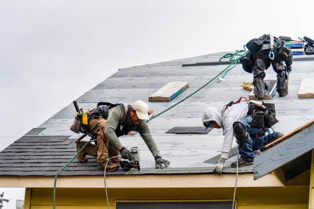 Professional Gutter Installation technician working in Camby, IN